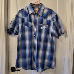Rafter-C Cowboy Collection Western Short Sleeve Pearl Snap Button Shirt- XL
